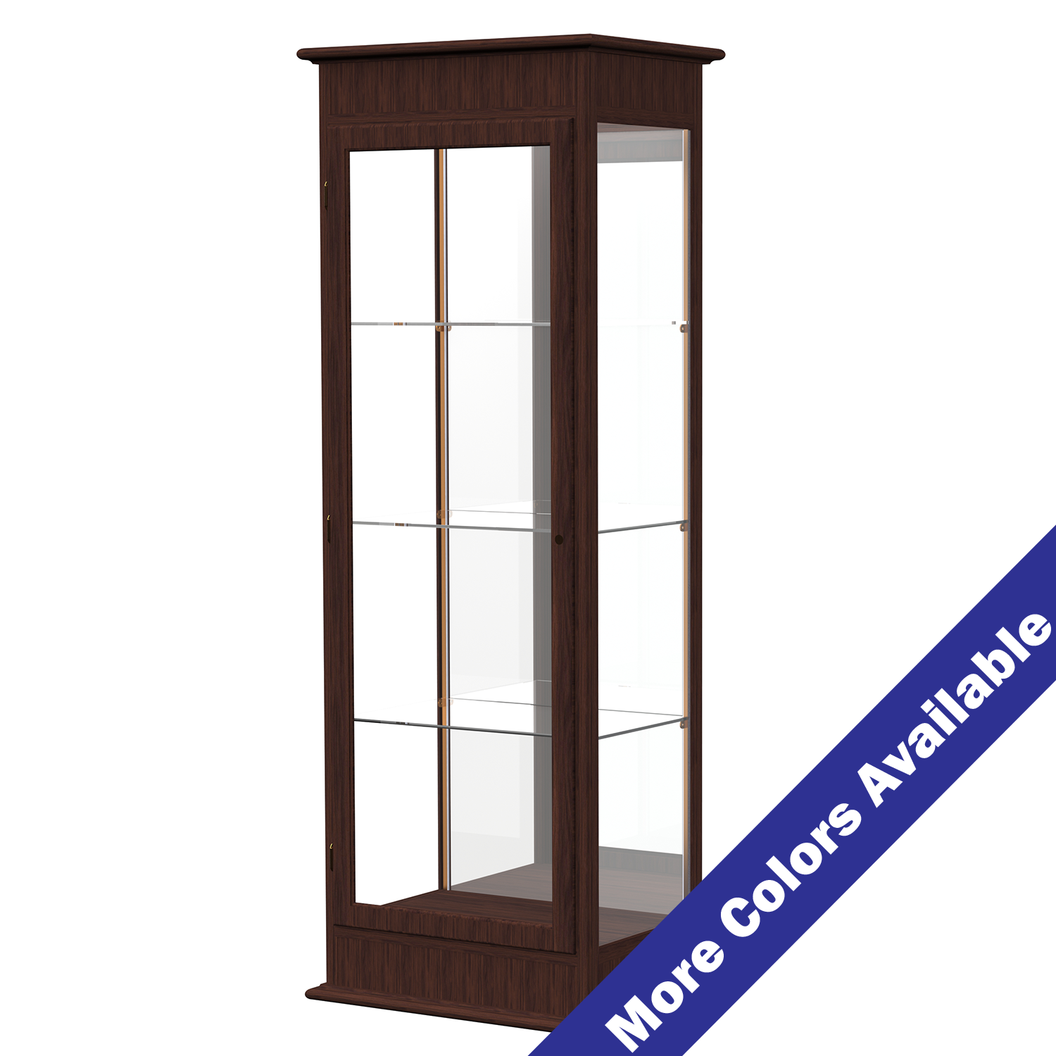 2' Wide Wooden Lighted Floor Standing Display Case with Hinged Doors