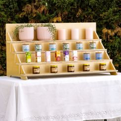Wooden 4 Tier Countertop Step Display, Collapsible