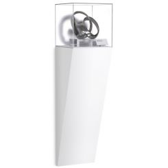 Gloss White Laminate Wall Wedge Pedestal Display Case