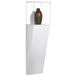 White Laminate Wall Wedge Pedestal Display Case