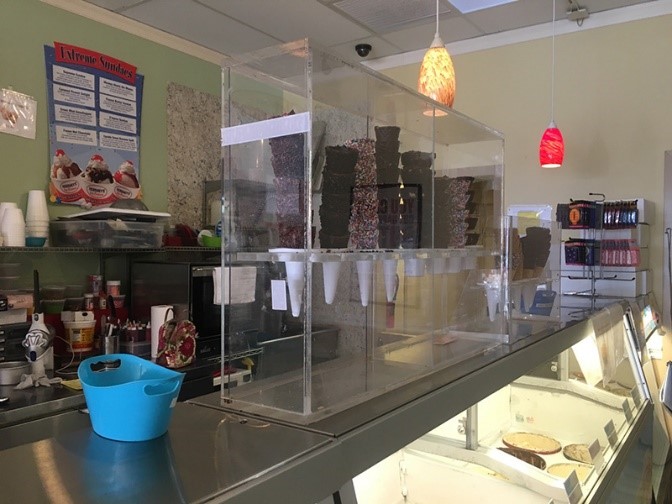 Counter top acrylic display case for ice cream 