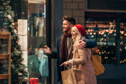 couple looking at window display