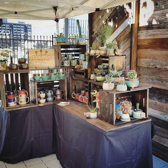 craft show display with wood veneer