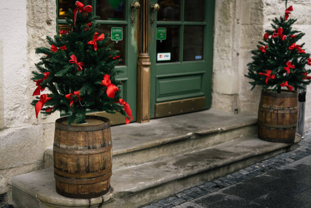 wooden barrel planters