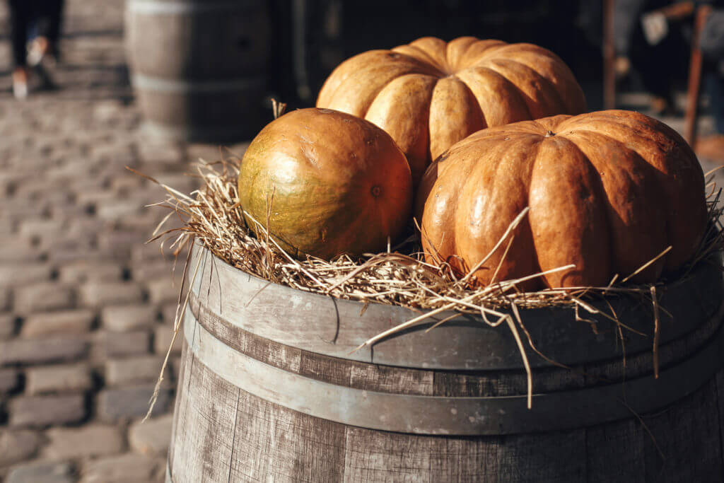 wooden barrel fall display