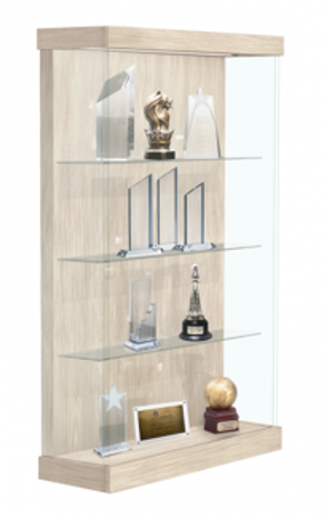 A large, organized trophy display case.