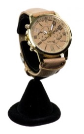 Black velvet single watch display.