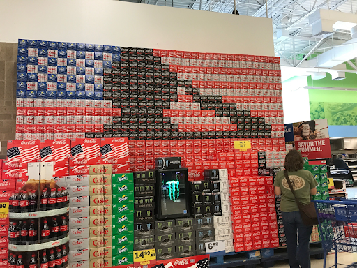 American flag drink box store display.