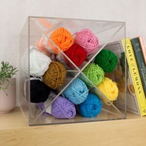 Colorful yard in a clear acrylic box with a removable divider.