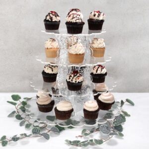 Conveniently convertible this acrylic riser cupcake stand display tower transitions to 4 individual stands as well!