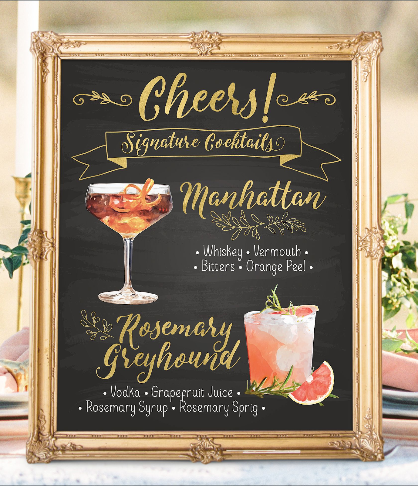 Signature wedding drink signage 