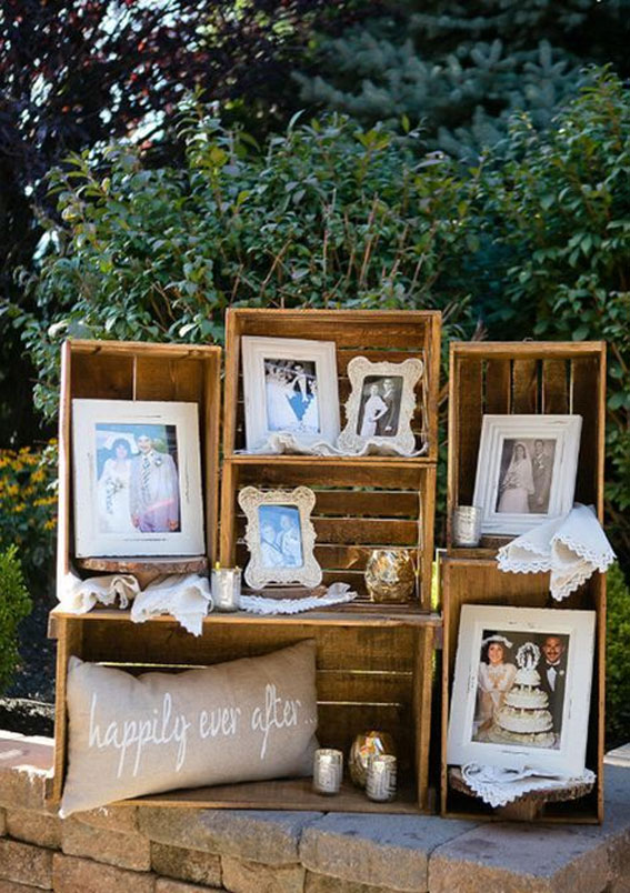 Creative wedding photo display