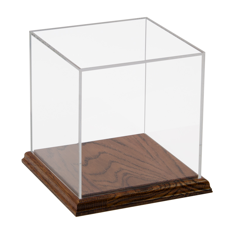 Acrylic Display Box 8" x 8" x 8" with Solid Hardwood Base shopPOPdisplays