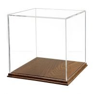 12" W x 12" D x 18" H Plymor Clear Acrylic Display Case with Hardwood Base 