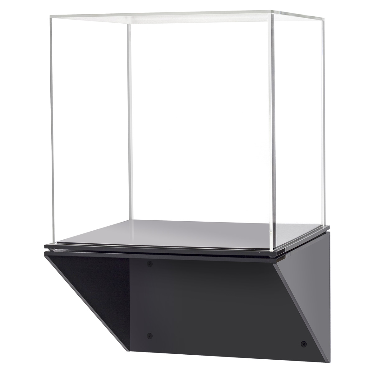 Acrylic Display Case With Black Wall Mount Shelf Shoppopdisplays