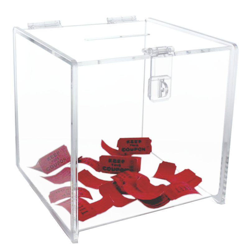Acrylic Ballot Box Deluxe With Half Page Sign Holder Lock Included 