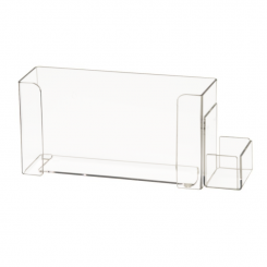 Acrylic Single Pocket Glove Box Holder w/Hand Sanitizer Holder