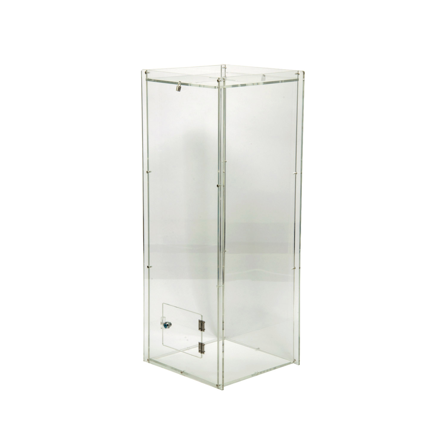 Clear Acrylic Lockable Ballot Box with Header Floor Standing