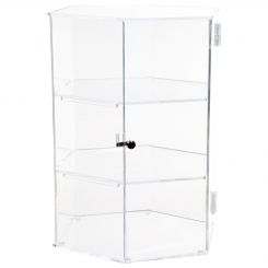 Hexagonal 2 Shelf Locking Display Case