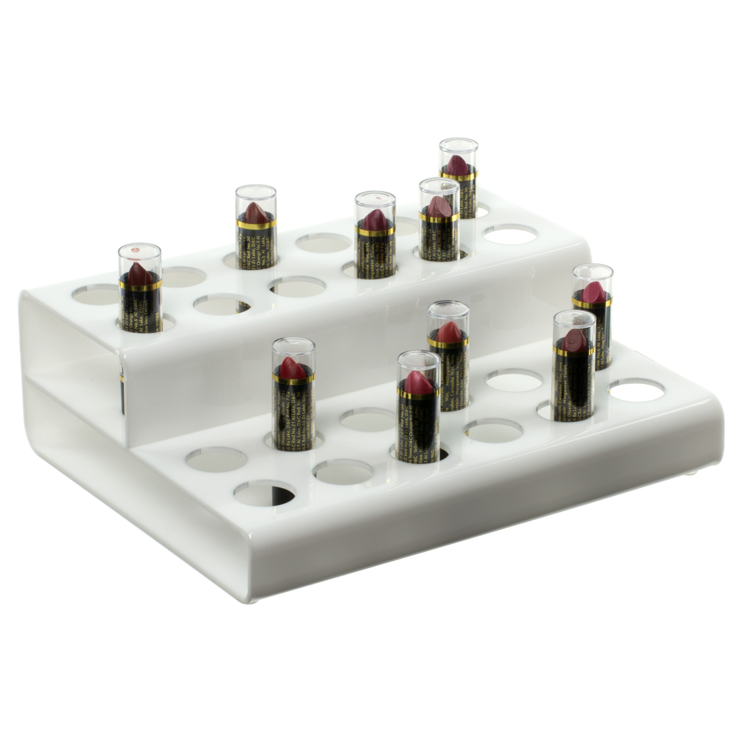 White Acrylic Two Tier Lipstick Display shopPOPdisplays
