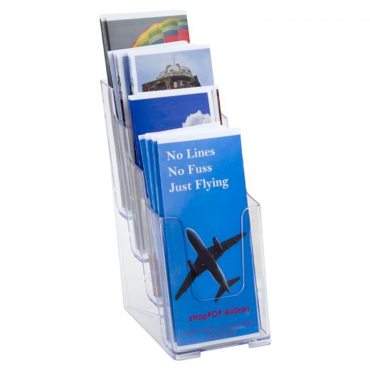plastic counter top or wall mount 4 tier trifold pamphlet holder