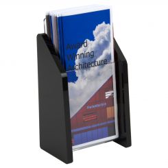 Single Pocket Tri Fold Pamphlet Holder Clear Acrylic with Black Sides