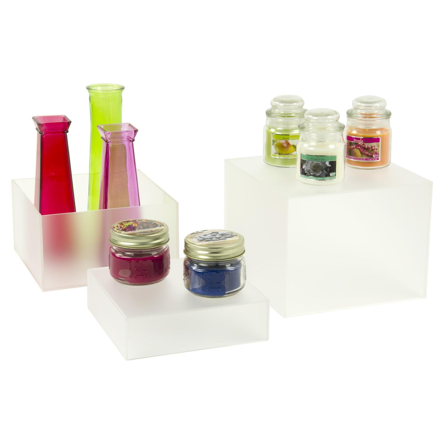 Frosted Acrylic Cube Risers or Dump Bins Set of 3 Buy Acrylic
