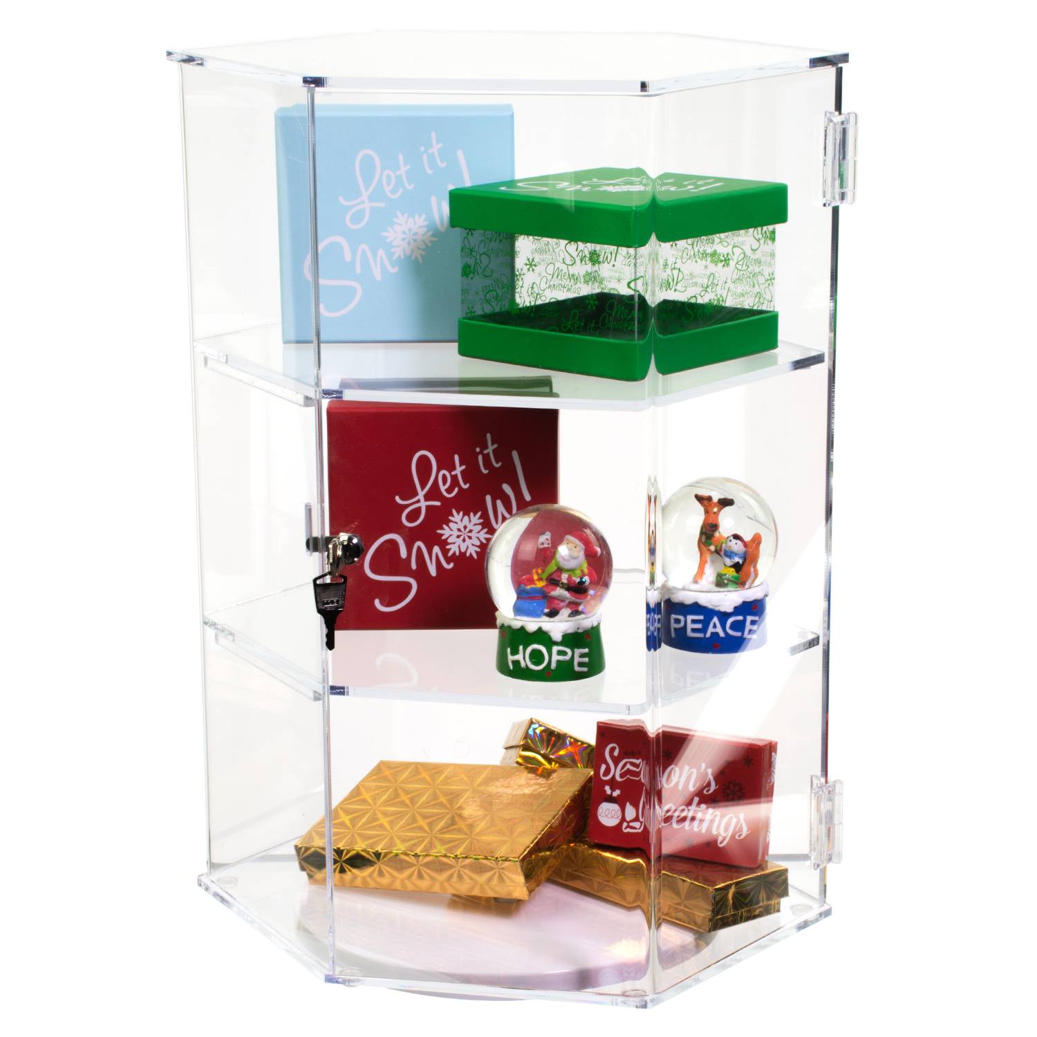 Acrylic Rotating Hexagon Countertop Showcase Buy Acrylic Displays