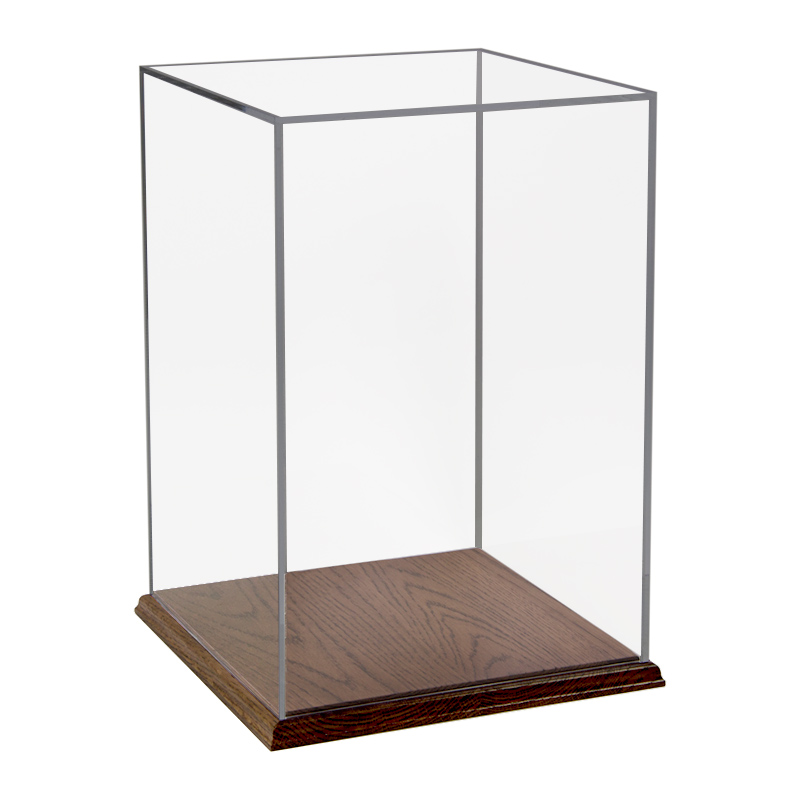 Acrylic Display Box 15"H x 10"W x 10"L with Solid Hardwood Base