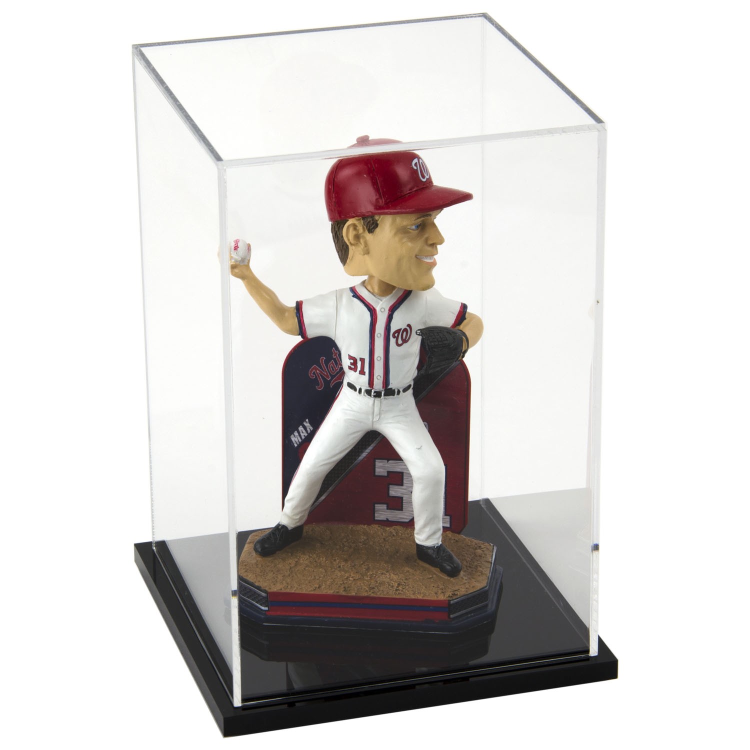 Acrylic Bobblehead Doll Display with Black Base Plexiglass