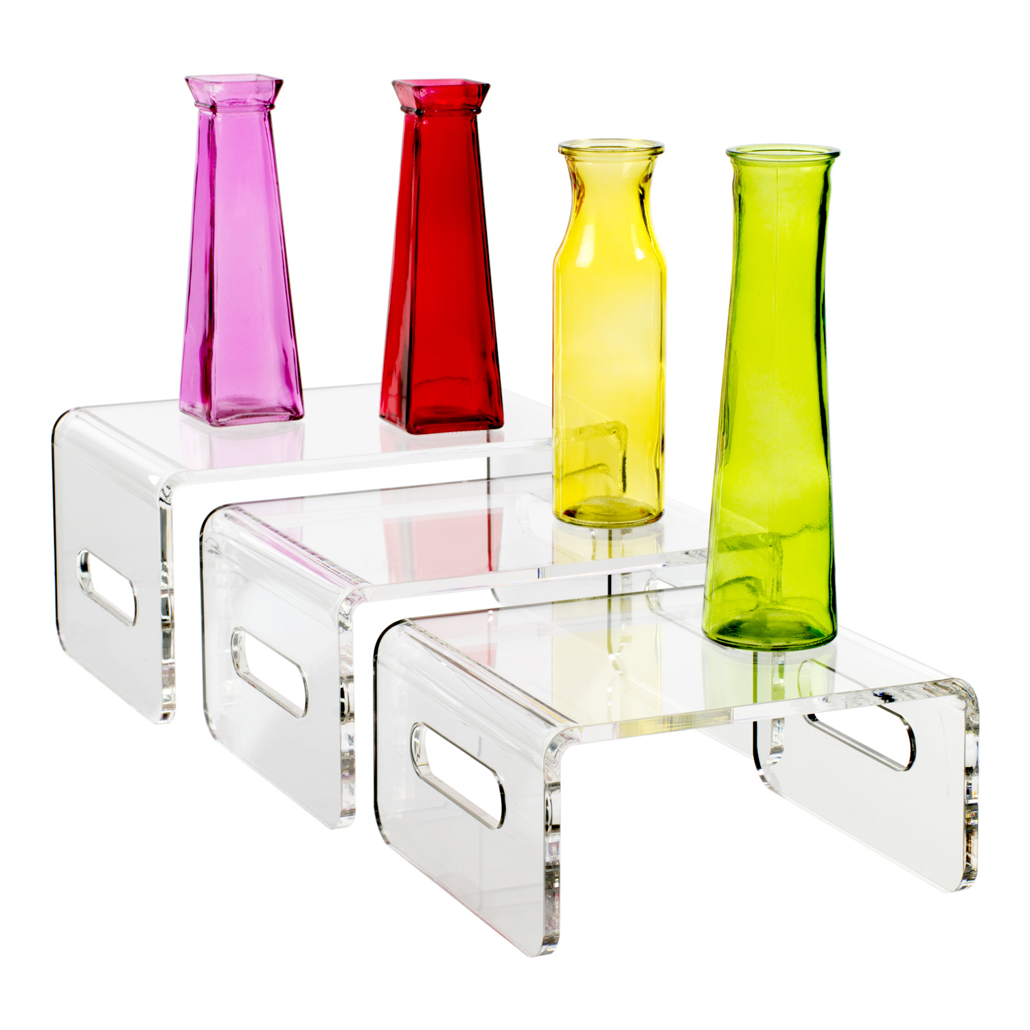 Acrylic Risers with Handles Set of 3 Plastic Display shopPOPdisplays