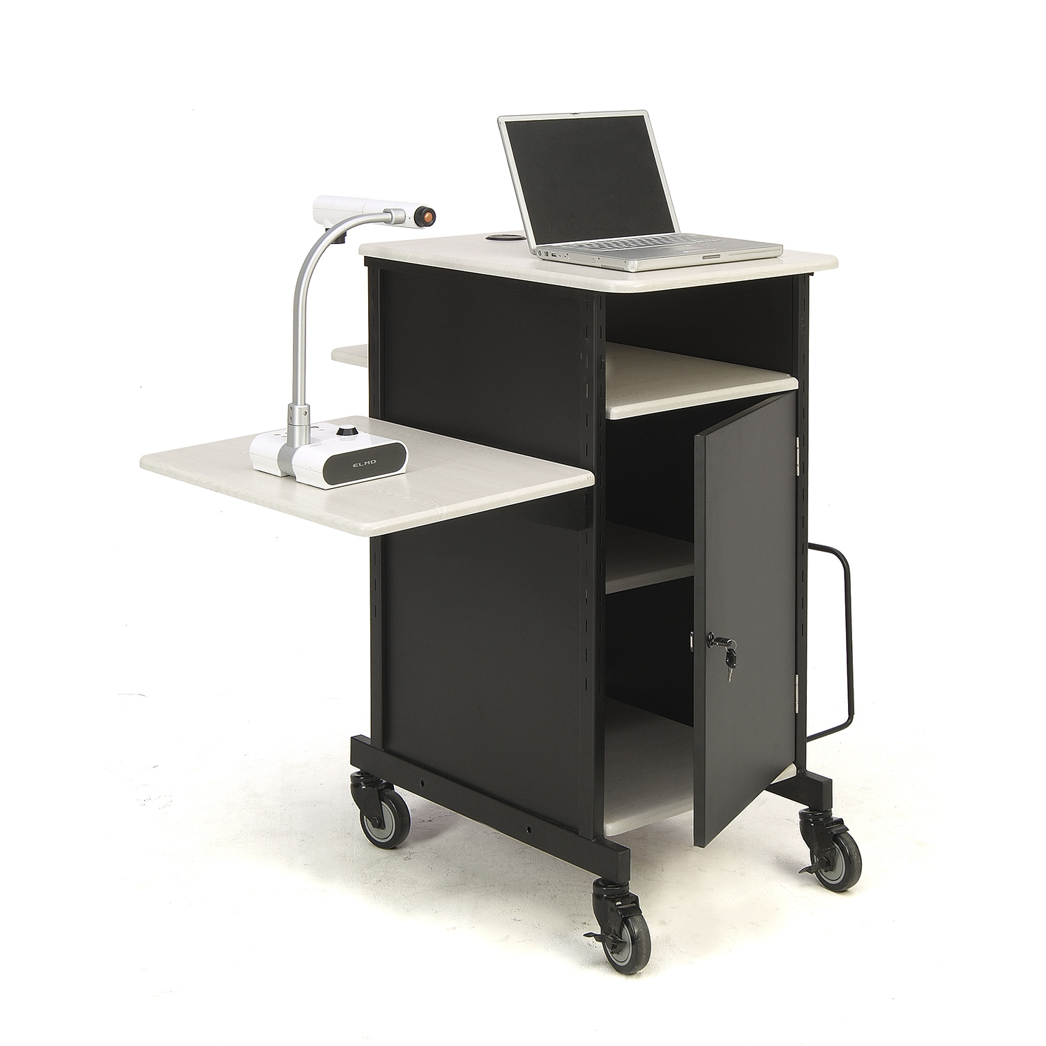 MultiMedia Cart with Locking and Side Shelf shopPOPdisplays