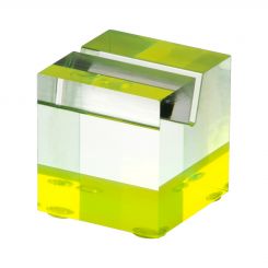 Acrylic Cube Card Holder with Fluorescent Green Accent