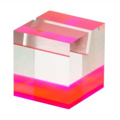 Acrylic Cube Card Holder with Fluorescent Pink Accent