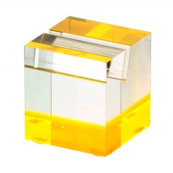 Acrylic Cube Card Holder with Fluorescent Yellow Accent