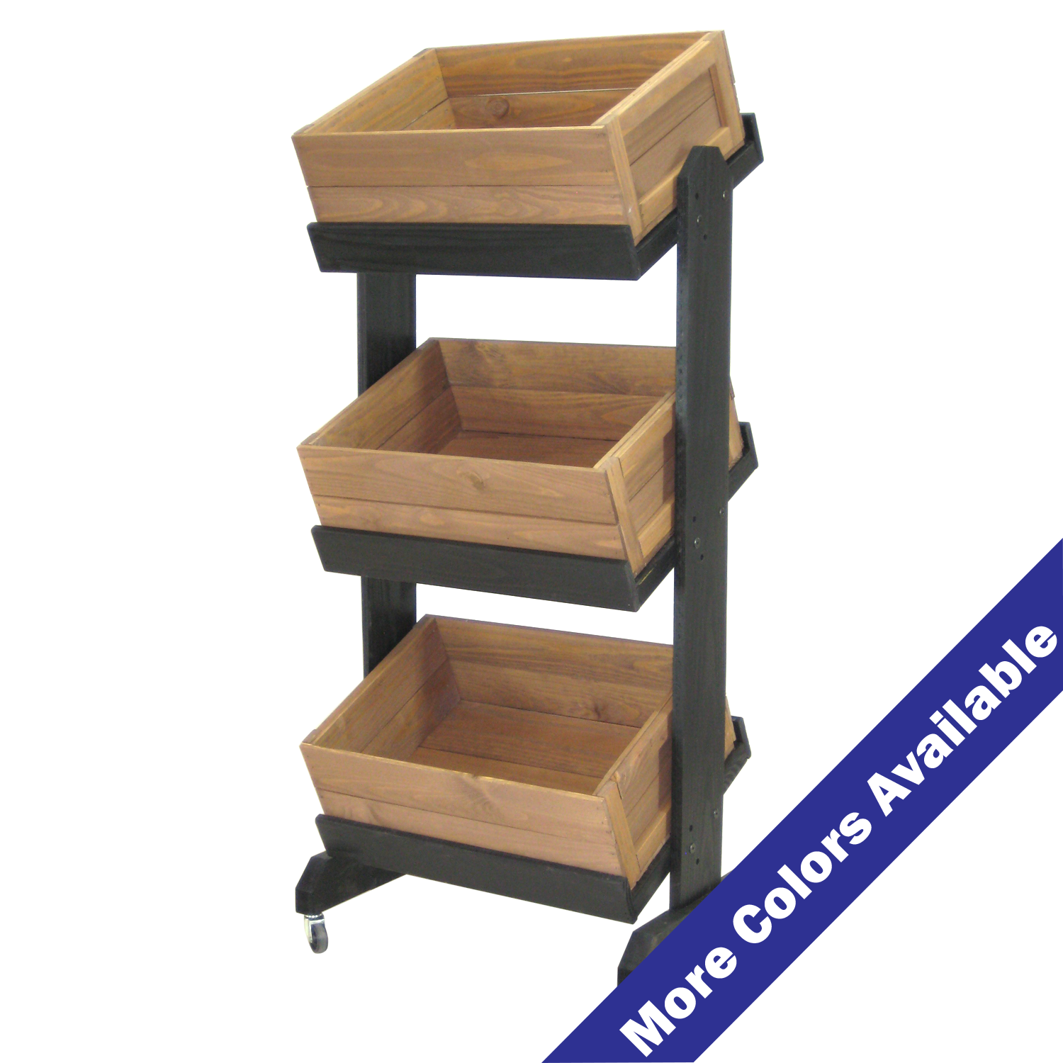 Three Tier Wood Crate Display with Casters | shopPOPdisplays