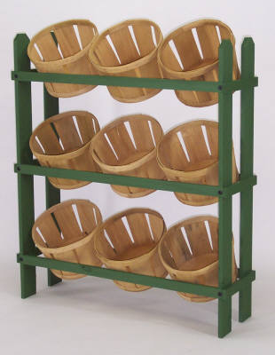 Floor standing nine basket wood display.