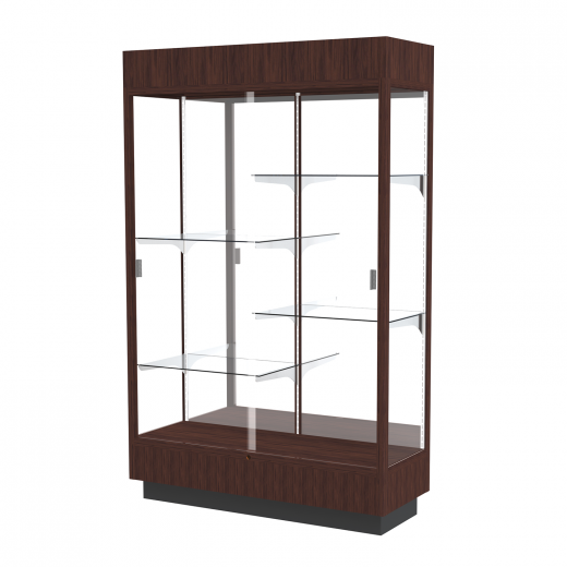 4 Wide Wooden Lighted Full View, Sliding Glass Door Display Case
