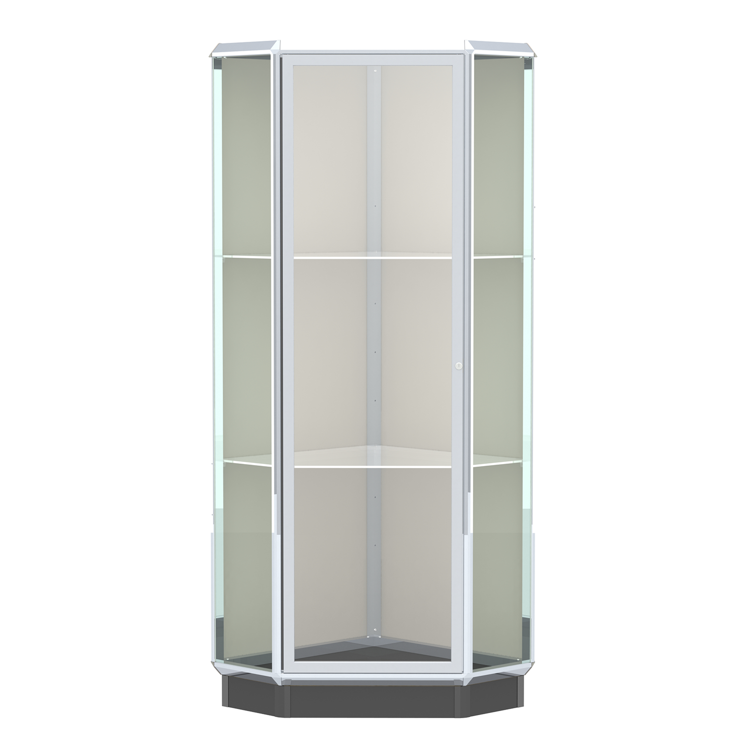 Chrome Aluminum Frame Floor Standing Corner Display Case shopPOPdisplays