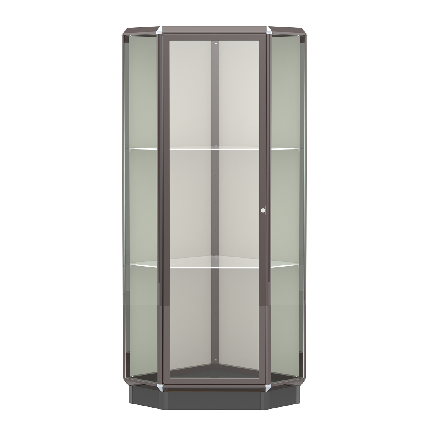 Dark Bronze Aluminum Frame Floor Standing Corner Display Case