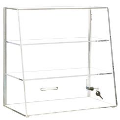 Acrylic Locking Slanted Front Display Case w/ 2 Flat Shelves