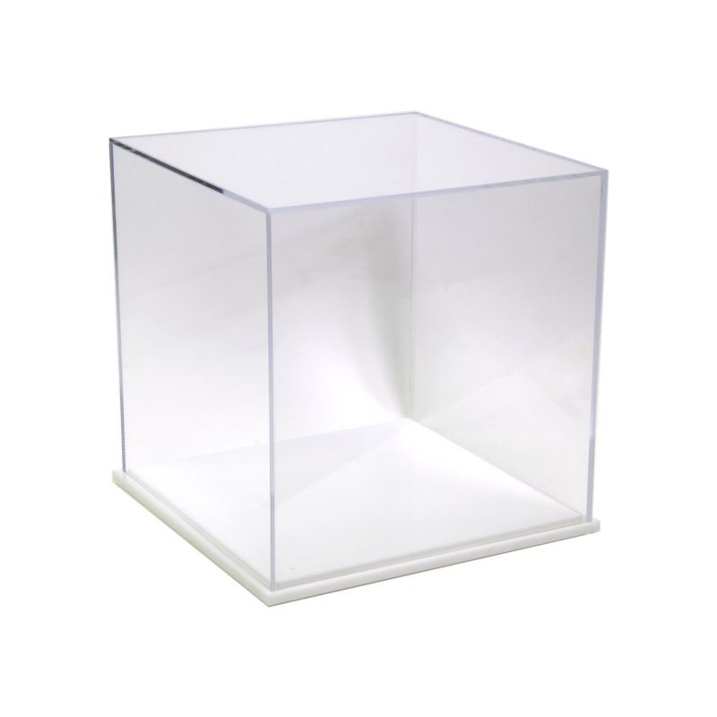 White 4Steps Acrylic Display Case Box for Building Block Plastic White Base 24cm 