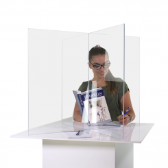 Clear Acrylic 4 Way Table Divider Shield - 23.5"H x 29.5"W x 29.5"L
