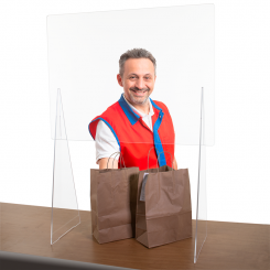 Economy Retail Counter Sneeze Guard with 18" Tall Pass Through Opening 41.5"H x 31.5"W