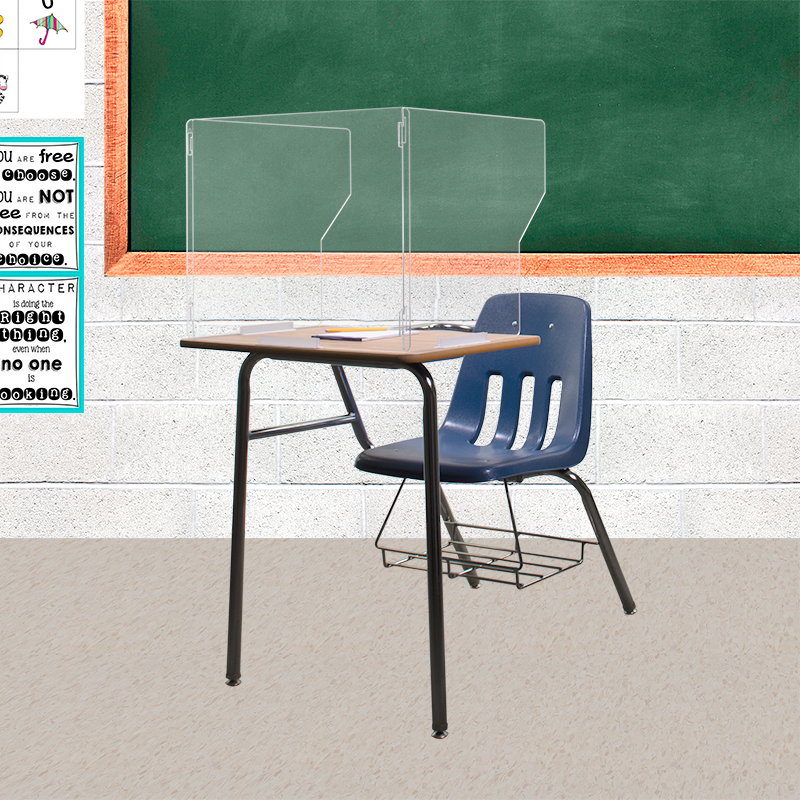 Polycarbonate School Student Desk Shield 16.75"H x 23.5"W x 19.5"D