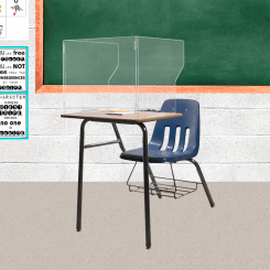 Polycarbonate School Student Desk Shield - 16.75"H x 23.5"W x 19.5"D