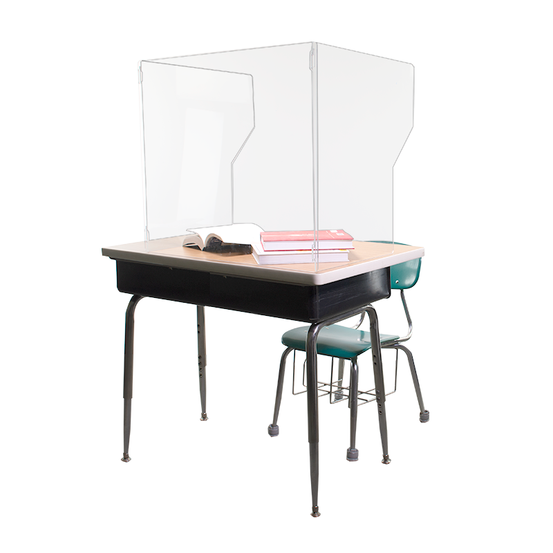 Polycarbonate School Student Desk Shield 23.5"H x 27"W x 21.5"D