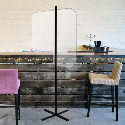 Luxury Floor Standing Bar Counter Divider With Metal Support & Cross Base