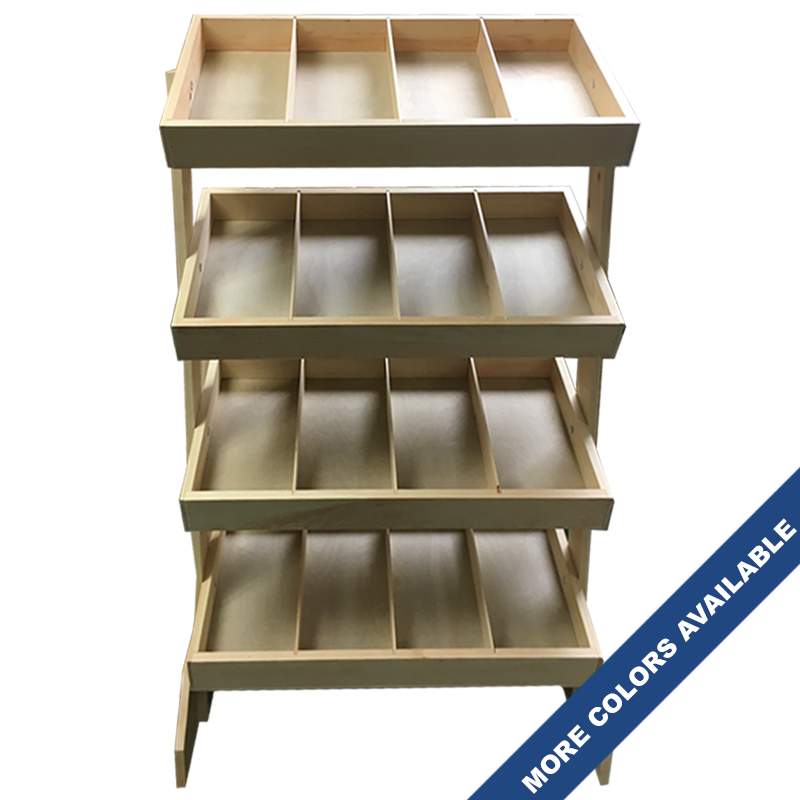 36" Wide 4 Tray Tilt Shelf Display with Dividers shopPOPdisplays