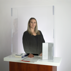 Portable Clear Acrylic U Shape Sneeze Guard with Access Hole Ships Flat  35.5"H x 30.4"W x 11.75"D